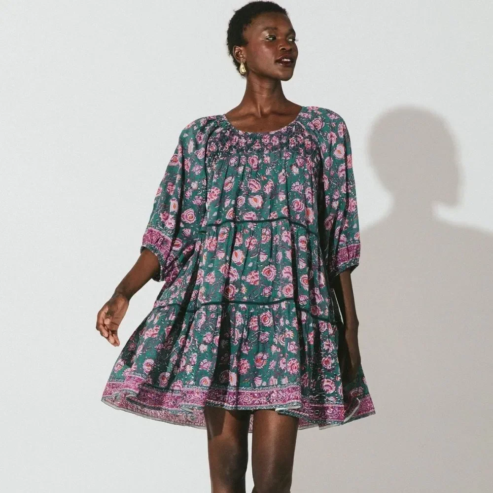 Jessa Mini Dress in Jade Floral by Cleobella ZZ13